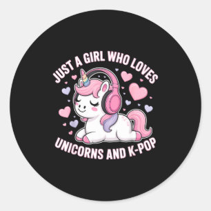 Just A Girl Who Loves Unicorns And K-p Girl K P Kp Classic Round Sticker