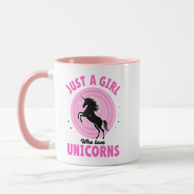 Just a Girl Who Loves Unicorns Mug • Cute Pink (Left)