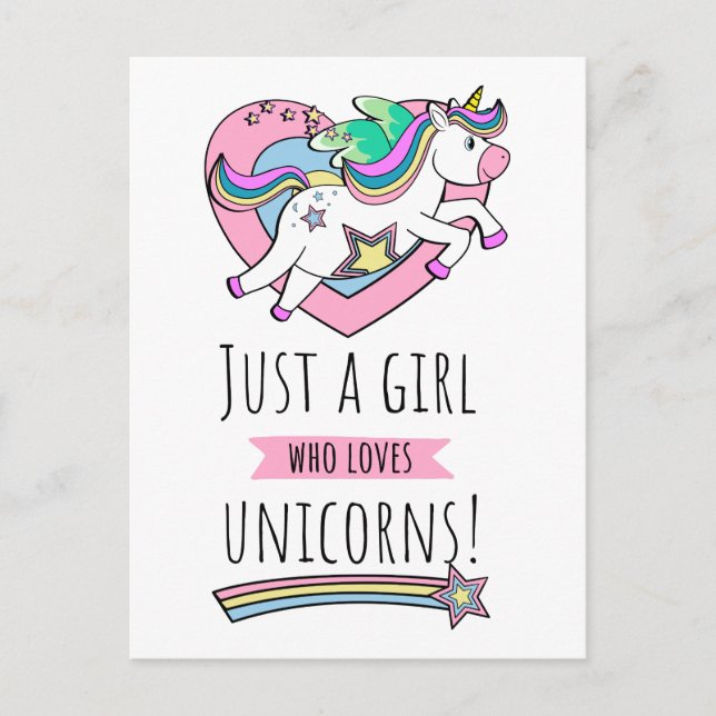 Just A Girl Who Loves Unicorns! Postcard (Front)