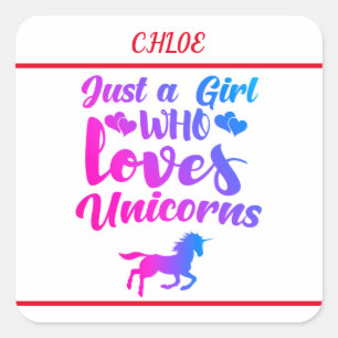 "JUST A GIRL WHO LOVES UNICORNS" STICKER SHEET