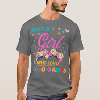 Just A Girl Who Loves Video Games Gamer Watercolor T-Shirt