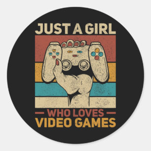 Just A Girl Who Loves Video Games Gaming Apparel G Classic Round Sticker