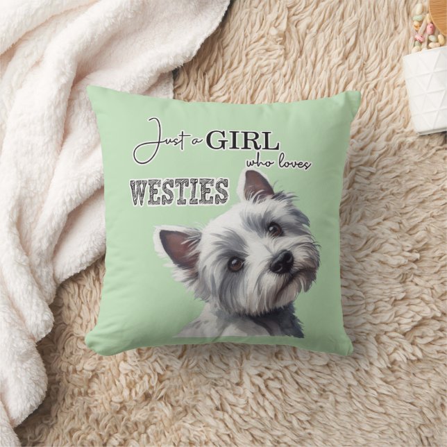 Just a Girl who Loves Westies Cute Westie Art Cushion (Blanket)