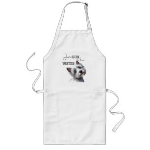 Just a Girl who Loves Westies Cute Westie Art Long Apron