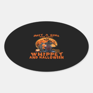 Just A Girl Who Loves Whippet Dog And Halloween Oval Sticker