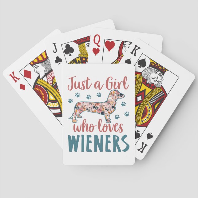 Just a Girl Who Loves Wieners Dachshund Lover Playing Cards (Back)