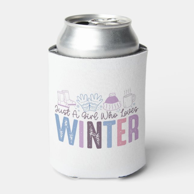 Just a Girl Who Loves Winter Cute Seasonal Design Can Cooler (Can Front)