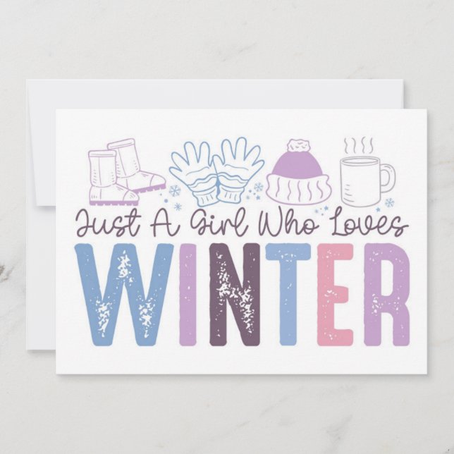 Just a Girl Who Loves Winter Cute Seasonal Design Card (Front)
