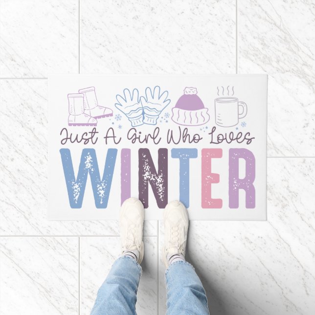Just a Girl Who Loves Winter Cute Seasonal Design Doormat (Indoor)