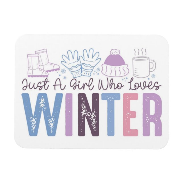 Just a Girl Who Loves Winter Cute Seasonal Design Magnet (Horizontal)