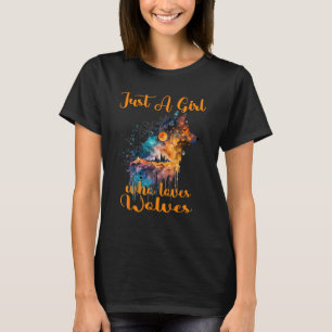 Just A Girl Who Loves Wolf Wolves Watercolor Cute T-Shirt