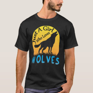 Just A Girl Who Loves Wolves Cute Full Moon Wolf T-Shirt