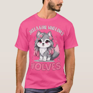 Just A Girl Who Loves Wolves Cute Grey Pink Baby W T-Shirt