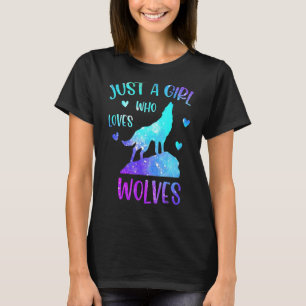 Just A Girl Who Loves Wolves Rainbow  For Wolf T-Shirt