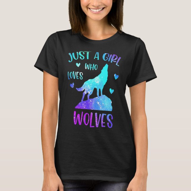 Just A Girl Who Loves Wolves Rainbow  For Wolf T-Shirt (Front)