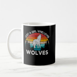 Just A Girl Who Loves Wolves Retro Wolf Lover Girl Coffee Mug