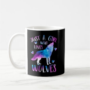 Just a Girl Who Loves Wolves Watercolor Cute Wolf Coffee Mug
