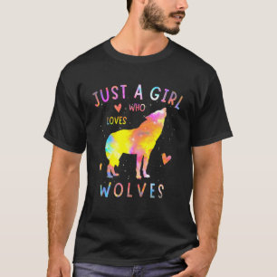 Just a Girl Who Loves wolves Watercolor Cute wolf T-Shirt