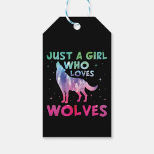 Just A Girl Who Loves Wolves Watercolor Gift Tags