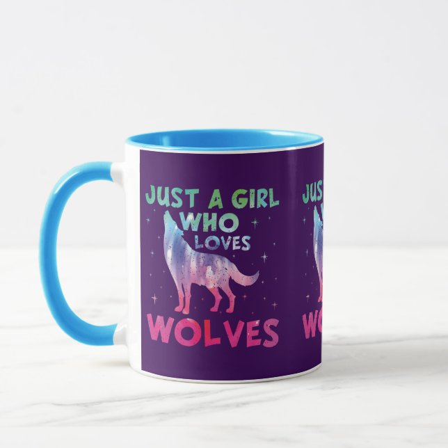 Just A Girl Who Loves Wolves Watercolor Mug (Left)