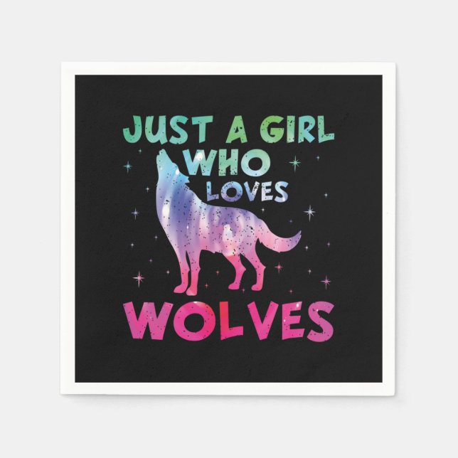 Just A Girl Who Loves Wolves Watercolor Napkin (Front)