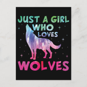 Just A Girl Who Loves Wolves Watercolor Postcard