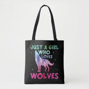 Just A Girl Who Loves Wolves Watercolor Tote Bag