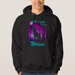Just A Girl Who Loves Wolves  Wolf  For Girls Wome Hoodie
