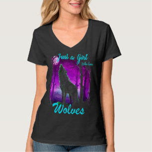 Just A Girl Who Loves Wolves Wolf For Girls Wome T-Shirt