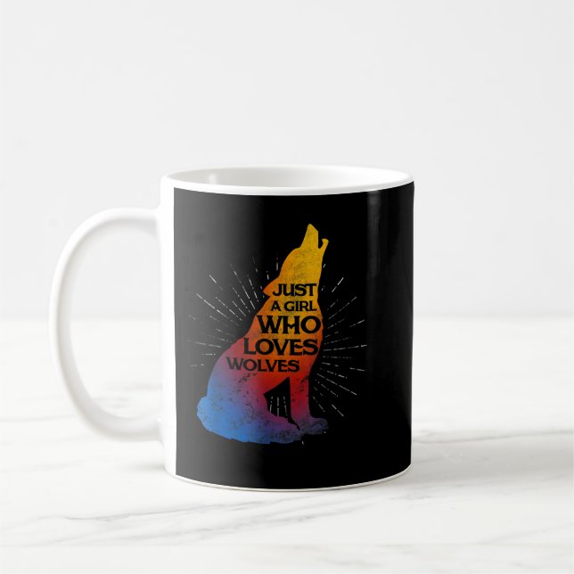 Just A Girl Who Loves Wolves Wolf Pack Girl Coffee Mug (Left)