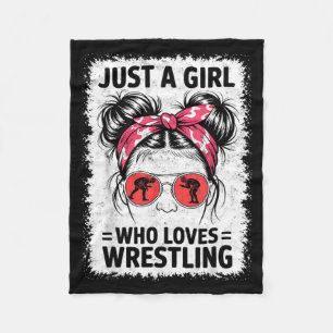Just a Girl Who Loves Wrestling Wrestler Fighter Fleece Blanket