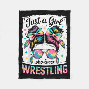 Just a Girl Who Loves Wrestling Wrestler Joke Fleece Blanket