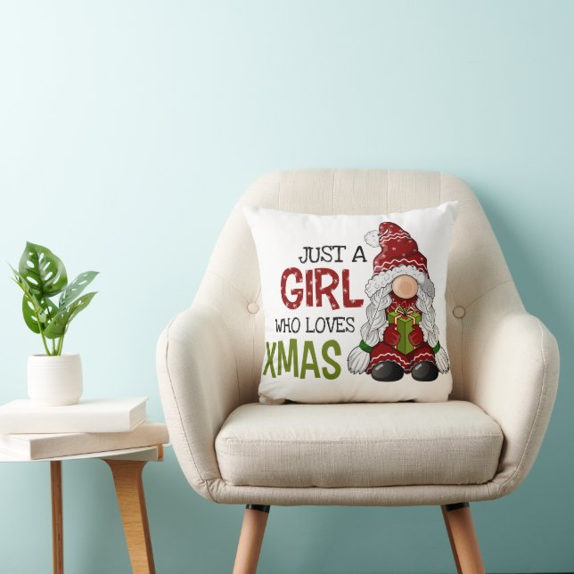 Just a Girl Who Loves Xmas Cute Gnome Graphic Art Cushion (Chair)