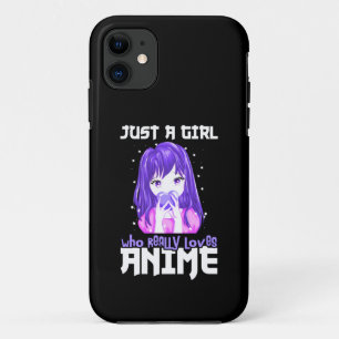 Just A Girl Who Really Loves Anime in Purple iPhone 11 Case