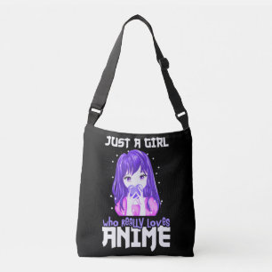 Just A Girl Who Really Loves Anime in Purple Crossbody Bag