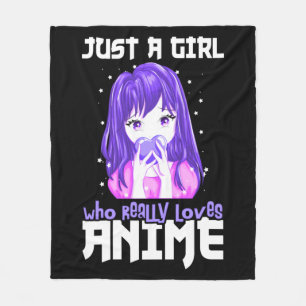 Just A Girl Who Really Loves Anime in Purple Fleece Blanket