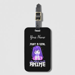 Just A Girl Who Really Loves Anime in Purple Luggage Tag