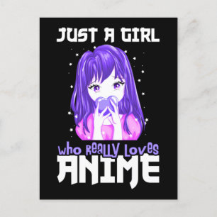 Just A Girl Who Really Loves Anime in Purple Postcard