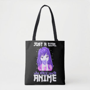 Just A Girl Who Really Loves Anime in Purple Tote Bag