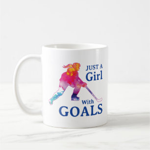 Just a Girl With Goals Hockey Watercolor Coffee Mug
