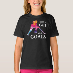 Just a Girl With Goals Hockey Watercolor T-Shirt