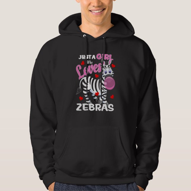 Just A Girl Zebra Fun Zoo Cute Zebra Bubble Gum Hoodie (Front)