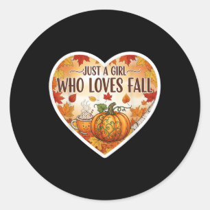 Just A Girls Who Loves Fall Pumpkin Spice Autumn L Classic Round Sticker