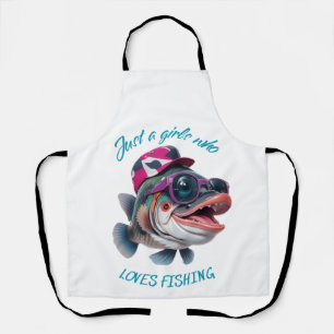 just a girls who loves fishing apron