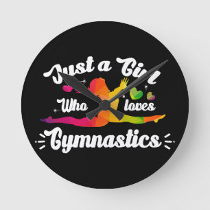 Just A Girls Who Loves Gymnastics Round Clock