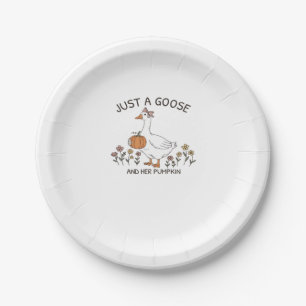 Just a Goose and Her Pumpkin Classic T-Shirt Paper Plate