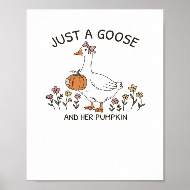 Just a Goose and Her Pumpkin Classic T-Shirt Poster (Front)