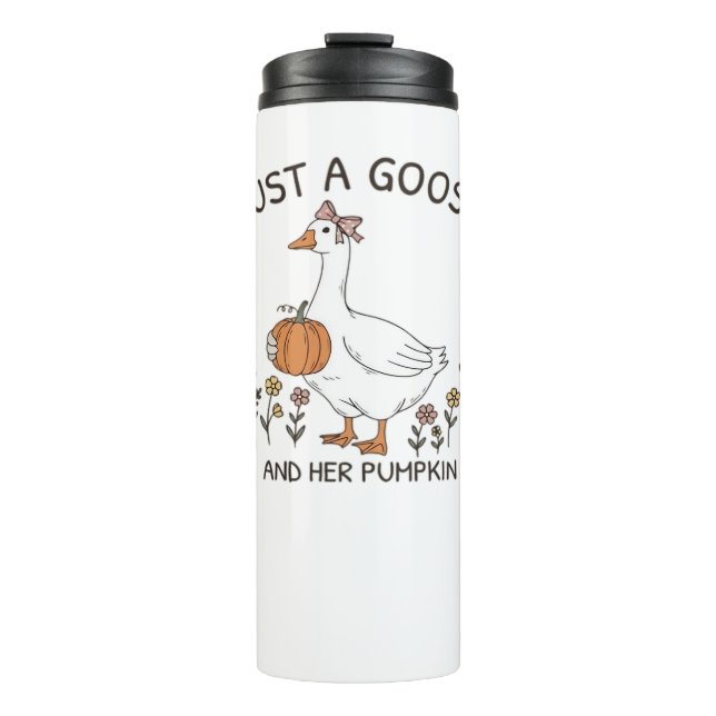 Just a Goose and Her Pumpkin Classic T-Shirt Thermal Tumbler (Front)