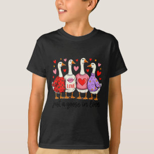 Just A Goose In Love Cute Valentine Coquette Bow G T-Shirt