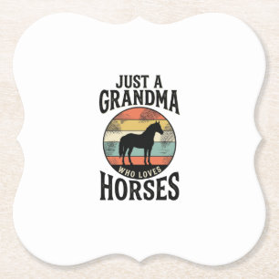 Just A Grandma Who Loves Horses Vintage Design Paper Coaster